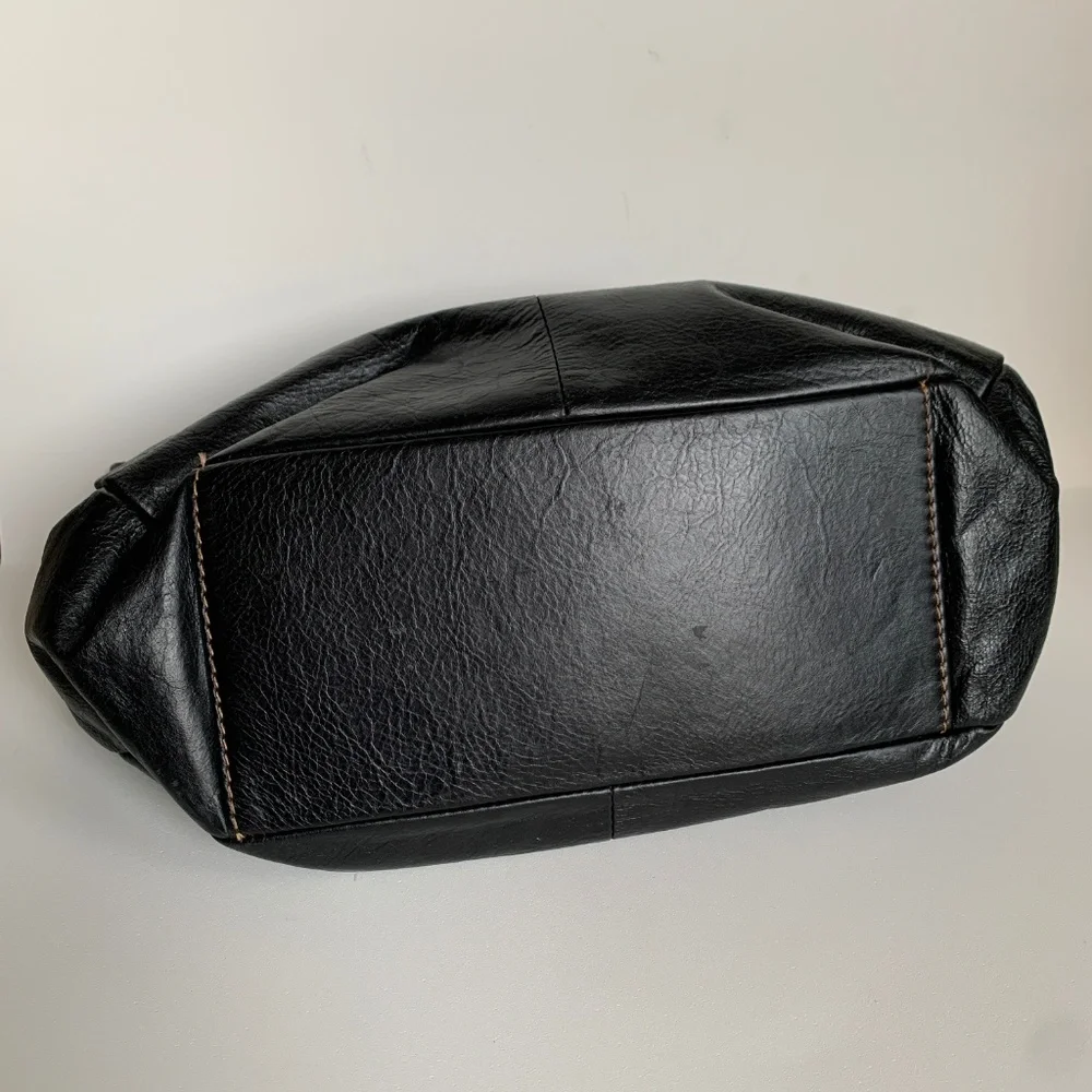 Argentinean Handcrafts Hobo Shoulder Bag Purse Leather Black Brown